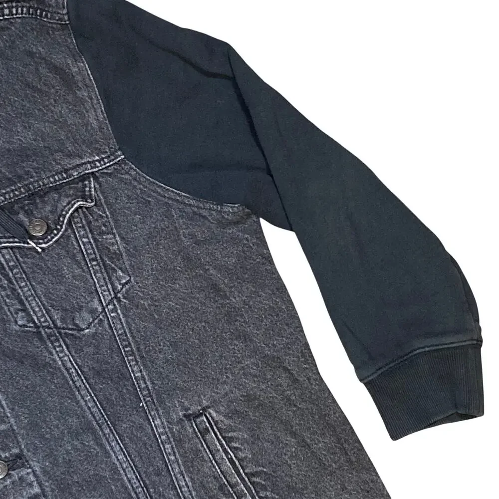 Levi's Hybrid Hooded Trucker Jacket Sweater Mens 3XL Black Denim Jean
